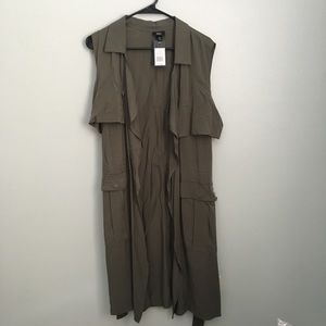 Army green trench vest